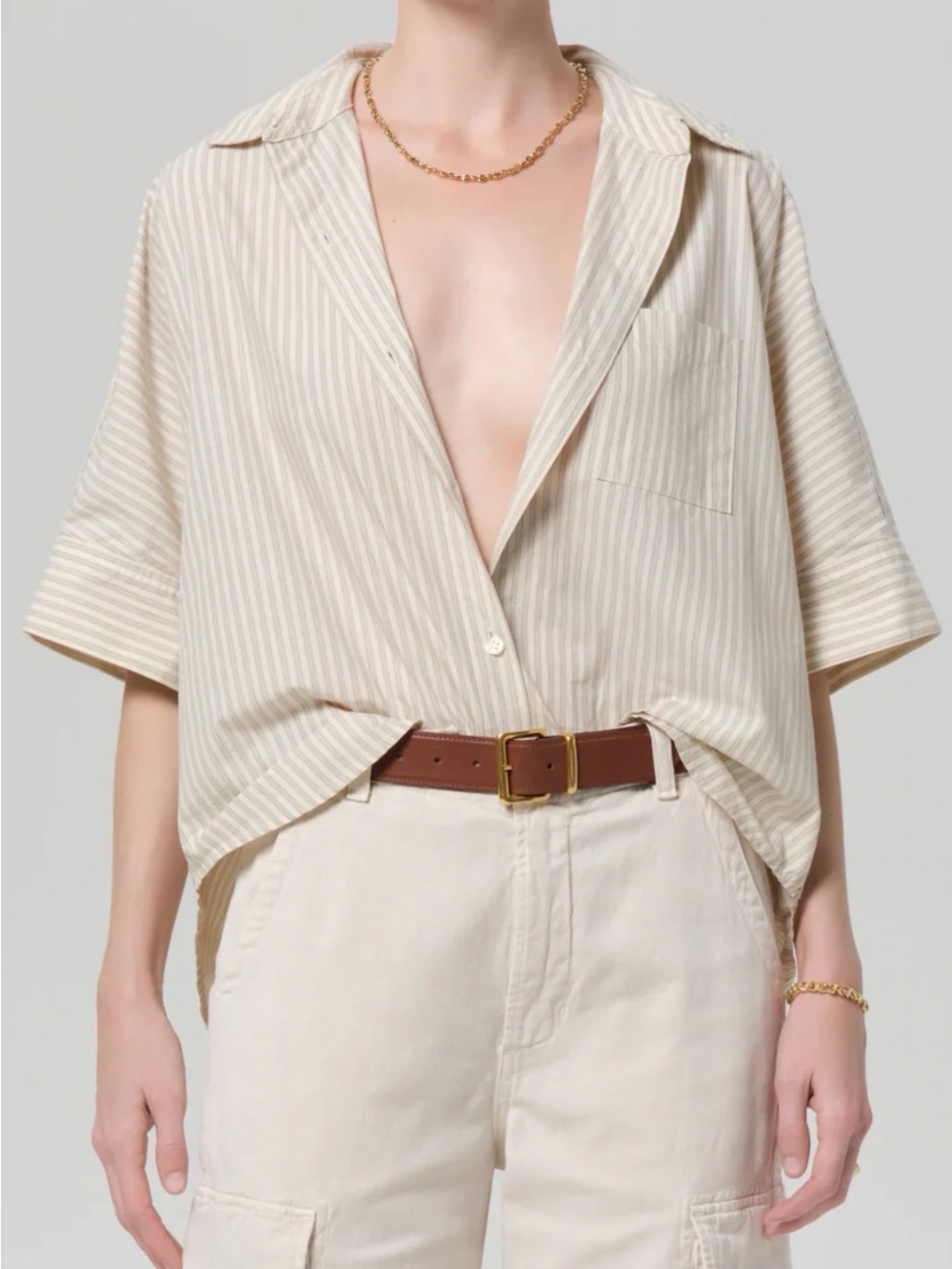 Citizen of Humanity Women’s Claire Origami Cotton Striped Shirt Size Small